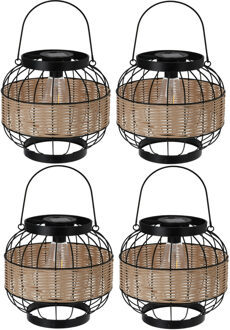 Pro Garden 4x - Solar lantaarn - metaal - 24 x 24 cm - tuinverlichting