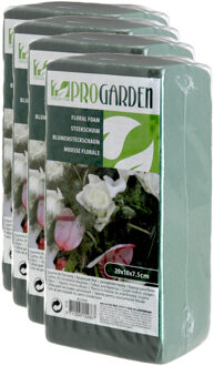 Pro Garden 4x stuks steekschuim/oase nat rechthoekig groen 20 x 10 x 7 cm