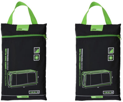 Pro Garden Afdekhoes/beschermhoes tuinstoelkussens - 2x stuks - 50 x 130 cm - zwart - voor 4 kussens