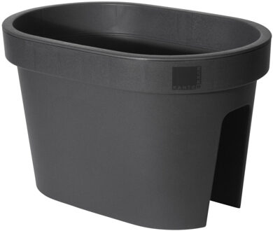 Pro Garden Balkon plantenpot/bloempot - antraciet - 40 x 25 cm - ovaal - kunststof