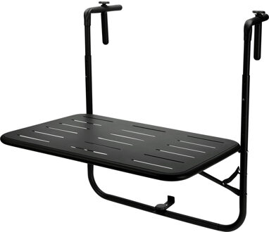 Pro Garden Balkon tafel - metaal - mat zwart - 60 x 43 cm