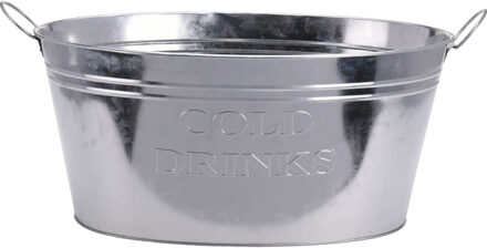 Pro Garden Bierflessen koeler Teil/emmer/bloembak - zink - zilver - 50 x 35 cm