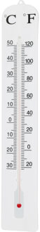 Pro Garden Binnen/buiten thermometer XXL- Wit - kunststof - 45 x 10 cm - binnen/buiten