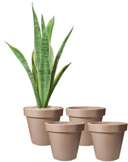 Pro Garden Bloempot - 4x - mokka bruin - rond - D40 cm - kunststof - plantenpot - tuin buiten