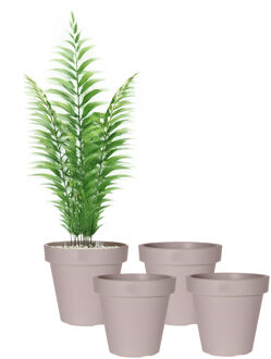 Pro Garden Bloempot - 4x - taupe - rond - D40 cm - kunststof - plantenpot - tuin buiten