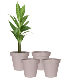 Pro Garden Bloempot - 4x - taupe - rond - D50 cm - kunststof - plantenpot - tuin buiten