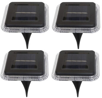 Pro Garden Buiten lampje/prik spots - 4x - solar verlichting - tuinpad/plant verlichting - LED - 10 cm