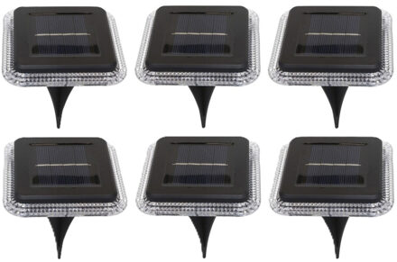 Pro Garden Buiten lampje/prik spots - 6x - solar verlichting - tuinpad/plant verlichting - LED - 10 cm