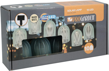 Pro Garden Feestverlichting lichtsnoer - blauw - 10 LED lampen - warm wit - 270 cm - Solar