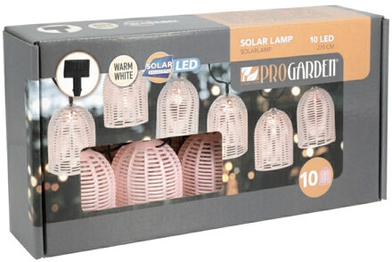 Pro Garden Feestverlichting lichtsnoer - roze - 10 LED - 270 cm
