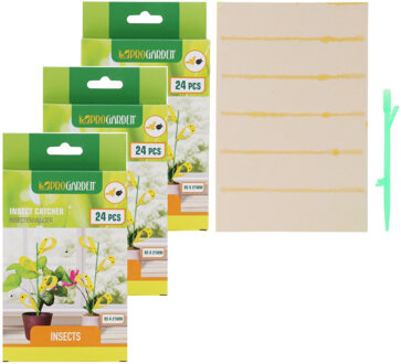 Pro Garden Fruitvliegjes val fruit hangende plaatjes - 72x stickers - insecten/vliegen bestrijding