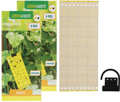 Pro Garden Fruitvliegjes val fruit hangende plaatjes - 8x stickers - insecten/vliegen bestrijding