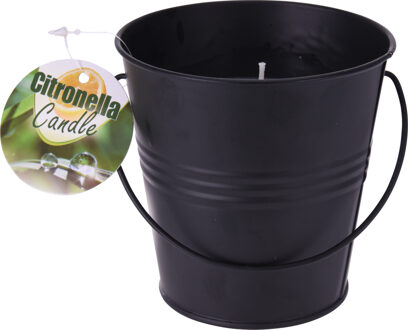 Pro Garden Kaars citronella in metalen emmer zwart