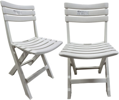Pro Garden Klapstoel voor buiten/binnen - 4x - ivoor wit - 41 x 78 cm - stevig kunststof - Bijzet stoelen
