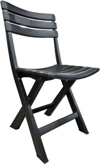 Pro Garden Klapstoel voor buiten/binnen - antraciet - 41 x 78 cm - stevig kunststof - Bijzet stoelen