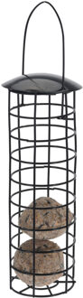 Pro Garden Metalen vogel voeder huisje voor pindas/vetbollen zwart D7 x H25 cm