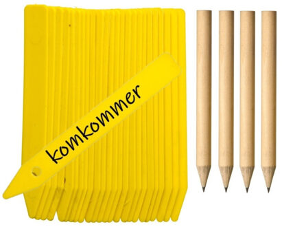 Pro Garden Nature Steeketiketten - 100x stuks - moestuin / groentetuin / kruidentuin - 10 cm - geel