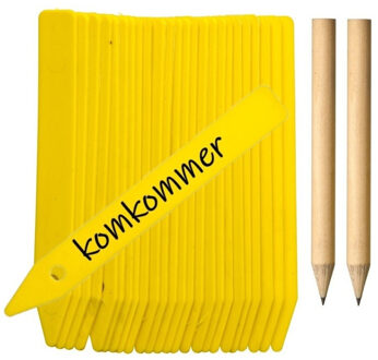 Pro Garden Nature Steeketiketten - 50x stuks - moestuin / groentetuin / kruidentuin - 10 cm - geel