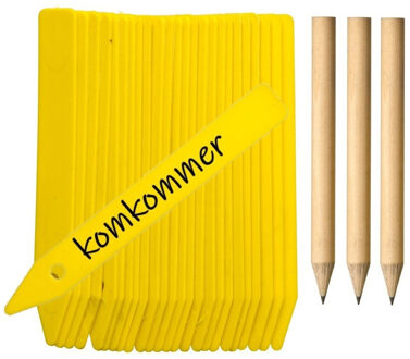 Pro Garden Nature Steeketiketten - 75x stuks - moestuin / groentetuin / kruidentuin - 10 cm - geel