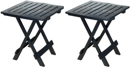 Pro Garden Opvouwbaar tuin bijzet tafeltje - 2x - Kunststof - antraciet grijs - 44 x 44 x 50 cm