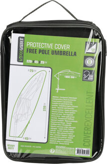 Pro Garden Parasolhoes - zwart - polyester - 220 x 25 x 45 cm - waterdicht - parasolhoes met rits