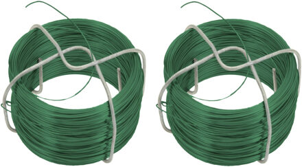 Pro Garden Planten binddraad / staaldraad - 4x - groen - ommanteld - 50 meter - polypropyleen