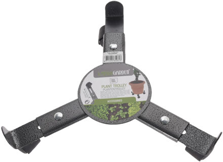 Pro Garden Planten trolley/multiroller verstelbaar zwart metaal 24 cm