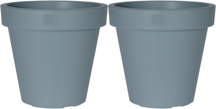 Pro Garden Plantenpot/bloempot - 2x - Tuin buiten - kunststof - blauw - D35 cm - Plantenpotten