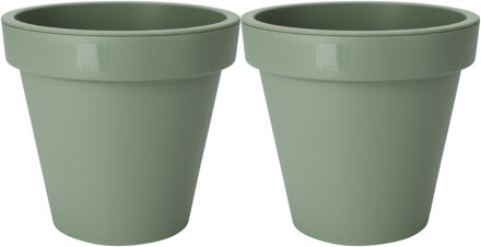 Pro Garden Plantenpot/bloempot - 2x - Tuin buiten - kunststof - groen - D50 cm - Plantenpotten