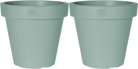 Pro Garden Plantenpot/bloempot - 2x - Tuin buiten - kunststof - mintgroen - D35 cm