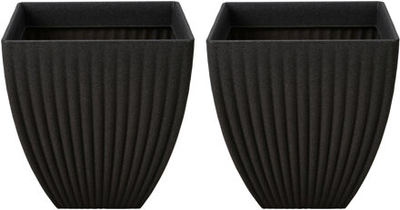 Pro Garden Plantenpot/bloempot - 2x - Tuin - kunststof - antraciet grijs - D40 x H42 cm