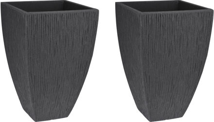 Pro Garden Plantenpot/bloempot - 2x - Tuin - kunststof - antraciet grijs - D40 x H60 cm