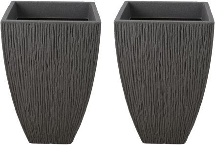 Pro Garden Plantenpot/bloempot - 2x - Tuin - kunststof - grijs - D40 x H60 cm