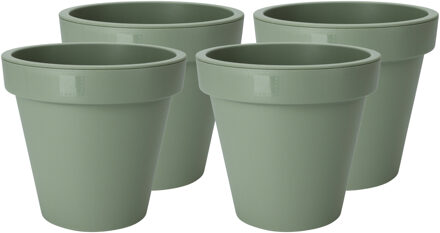 Pro Garden Plantenpot/bloempot - 4x - Tuin buiten - kunststof - groen - D20 cm