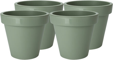 Pro Garden Plantenpot/bloempot - 4x - Tuin buiten - kunststof - groen - D25 cm
