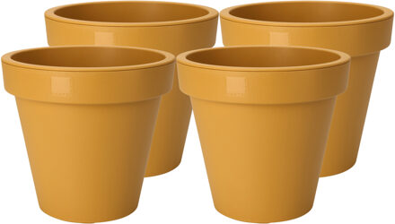 Pro Garden Plantenpot/bloempot - 4x - Tuin buiten - kunststof - okergeel - D20 cm