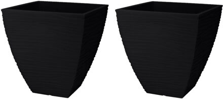 Pro Garden Plantenpot/bloempot Dunes - 2x - Tuin - stevig kunststof - antraciet - D40 x H42 cm