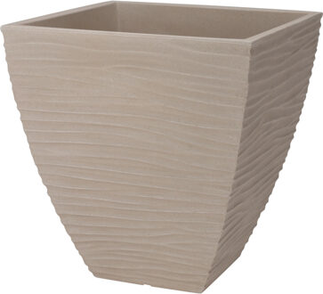 Pro Garden Plantenpot/bloempot Dunes - Tuin - stevig kunststof - beige/zand - D40 x H42 cm - Plantenpotten