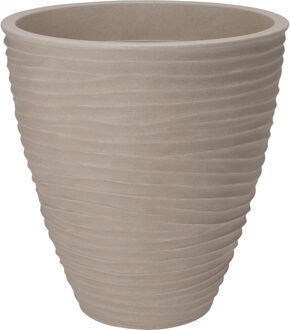 Pro Garden Plantenpot/bloempot Dunes - Tuin - stevig kunststof - zand/beige - D40 x H42 cm