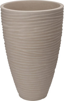 Pro Garden Plantenpot/bloempot Dunes - Tuin - stevig kunststof - zand/beige - D40 x H60 cm