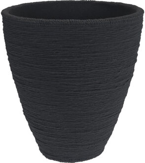 Pro Garden Plantenpot/bloempot Ribbed - Tuin - stevig kunststof - antraciet grijs - D40 x H42 cm - Plantenpotten