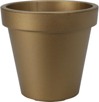 Pro Garden Plantenpot/bloempot - Tuin buiten - kunststof - mat goud - D20 cm