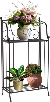 Pro Garden Plantenrek / hoge plantentafel - zwart - metaal - opvouwbaar - 34 x 18 x 65 cm