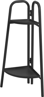Pro Garden Plantenrek/plantentafel - antraciet - metaal - 26 x 26 x 70 cm - inklapbaar - 2 laags