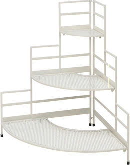 Pro Garden Plantenrek/plantentafel - creme - metaal - 84 x 60 x 84 cm - inklapbaar