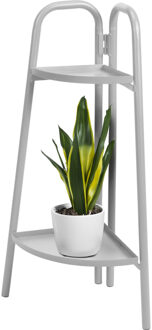 Pro Garden Plantenrek/plantentafel - grijs - metaal - 26x26x70 cm - inklapbaar - 2-laags