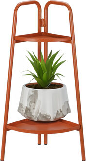 Pro Garden Plantenrek/plantentafel - terracotta - metaal - 26x26x70cm - inklapbaar - 2-laags