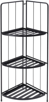 Pro Garden Plantenrek/plantentafel - zwart - metaal - 42 x 30 x 90 cm - inklapbaar