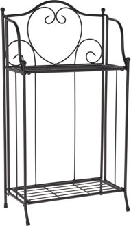 Pro Garden Plantenrek/plantentafel - zwart - metaal - opvouwbaar - 34 x 18 x 65 cm