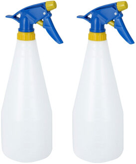 Pro Garden Plantenspuit - 2x - water versproeiers - kunststof - blauw/geel - inhoud 1 liter